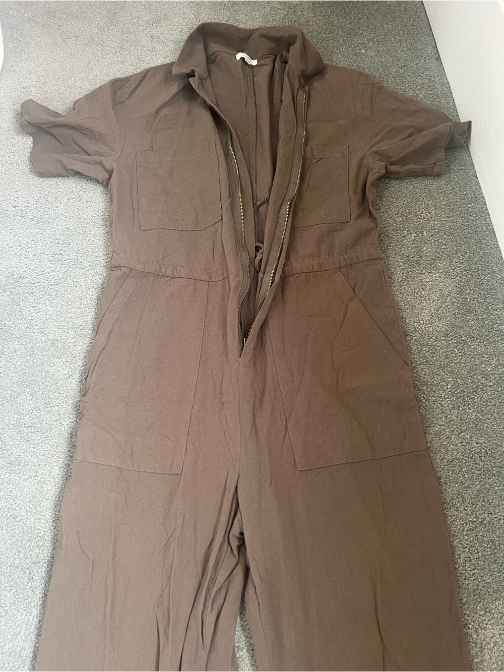 Women’s OZMA Brown Short-Sleeve One-Piece Jumpsuit